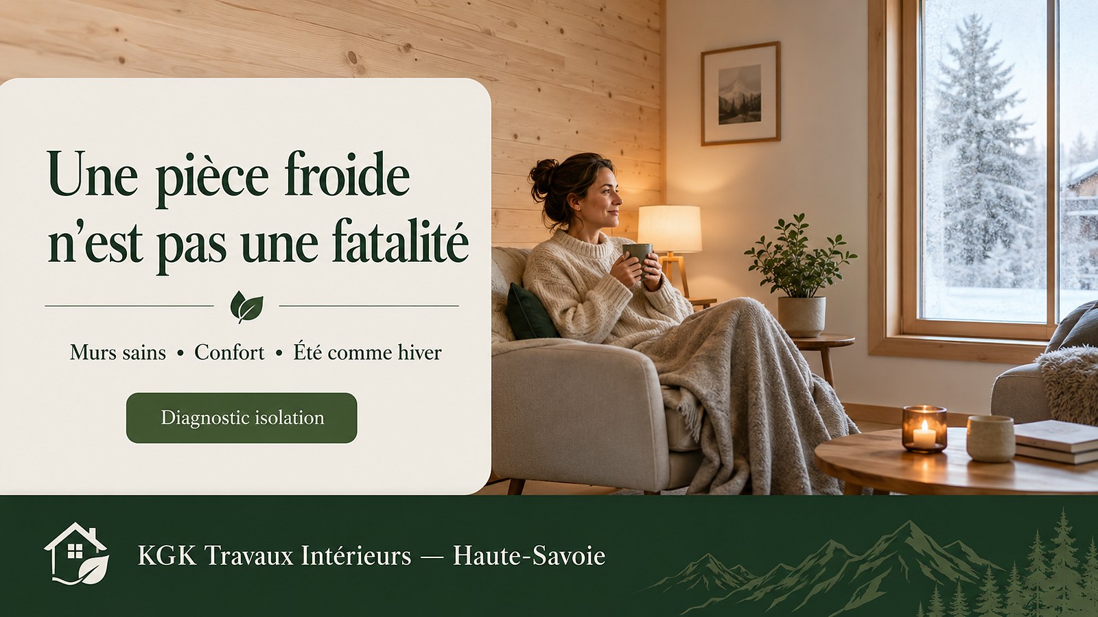 Une pièce froide n'est pas une fatalité : KGK isole vos murs par l'intérieur pour un confort durable, été comme hiver — KGK Travaux Intérieurs, Haute-Savoie.