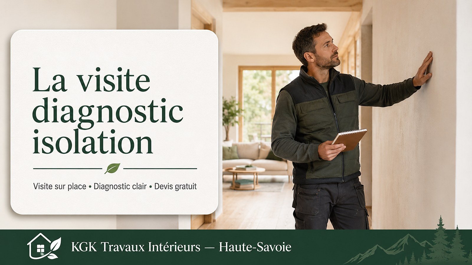 La visite diagnostic isolation KGK : visite sur place, diagnostic clair et devis gratuit — KGK Travaux Intérieurs, 07 54 40 35 89.