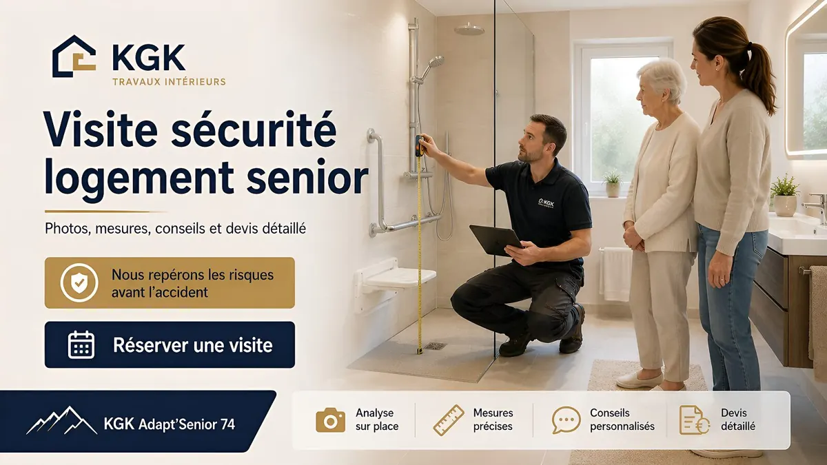 Illustration générée : mise en scène de prise de mesures dans une salle de bain.