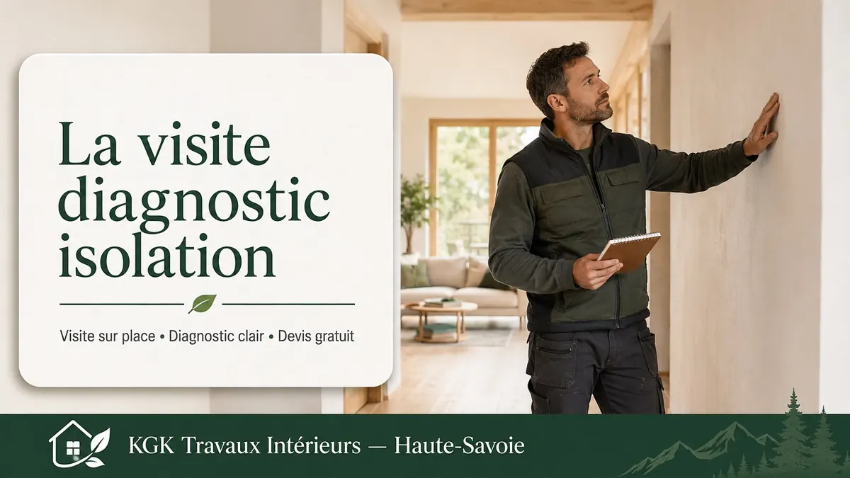 La visite diagnostic isolation KGK : visite sur place, diagnostic clair et devis gratuit — KGK Travaux Intérieurs, 07 54 40 35 89.