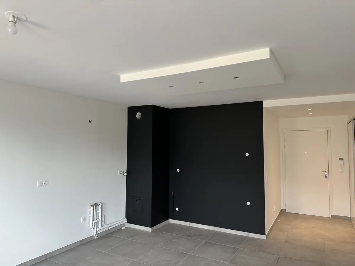 Plafond décoratif blanc et mur peint en noir à Annemasse (Haute-Savoie) — KGK